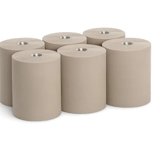 Hardwound paper towel rolls for commercial roll dispensers