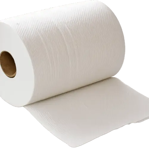 Auto-cut hardwound paper towel rolls for commercial dispensers
